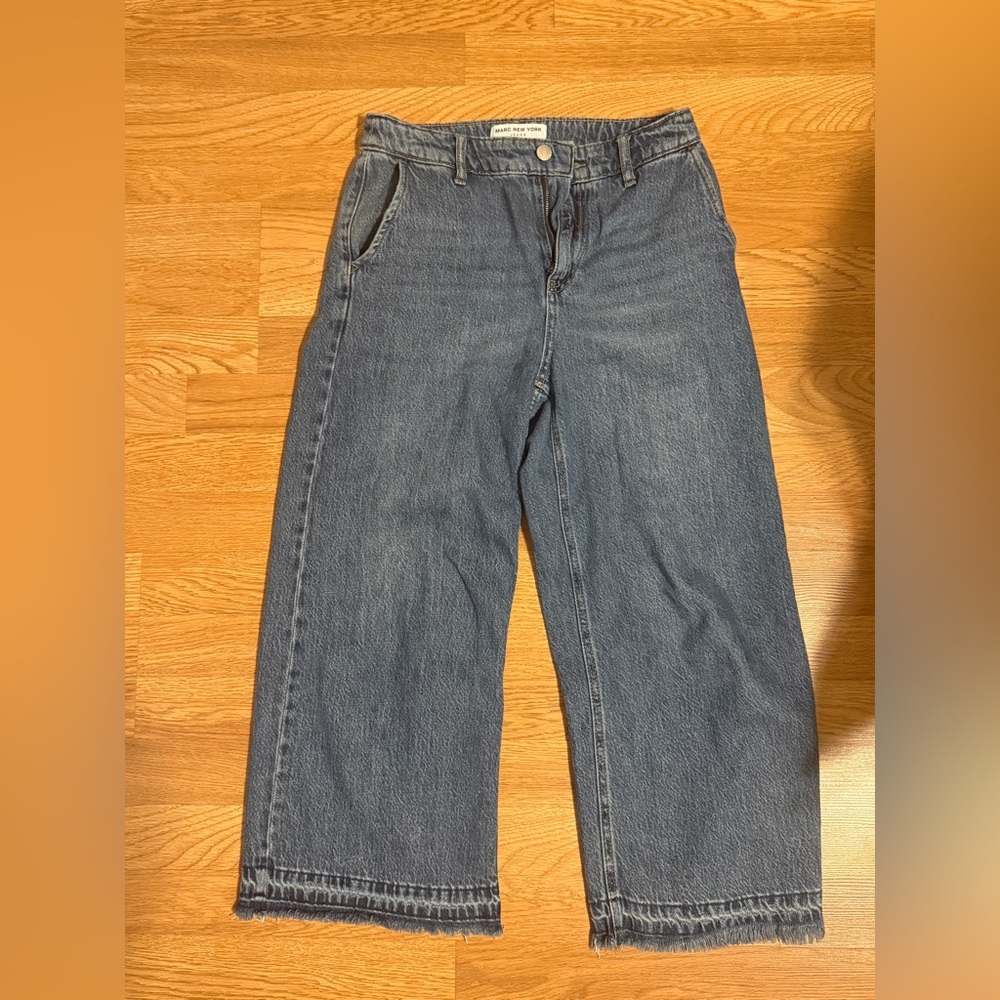 Marc New York Wide Leg Frayed Hem Jeans